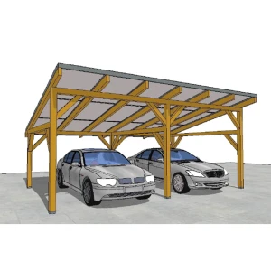 Dřevěný přístřešek na auto, dvouvozový - nosník 100x100 mm
